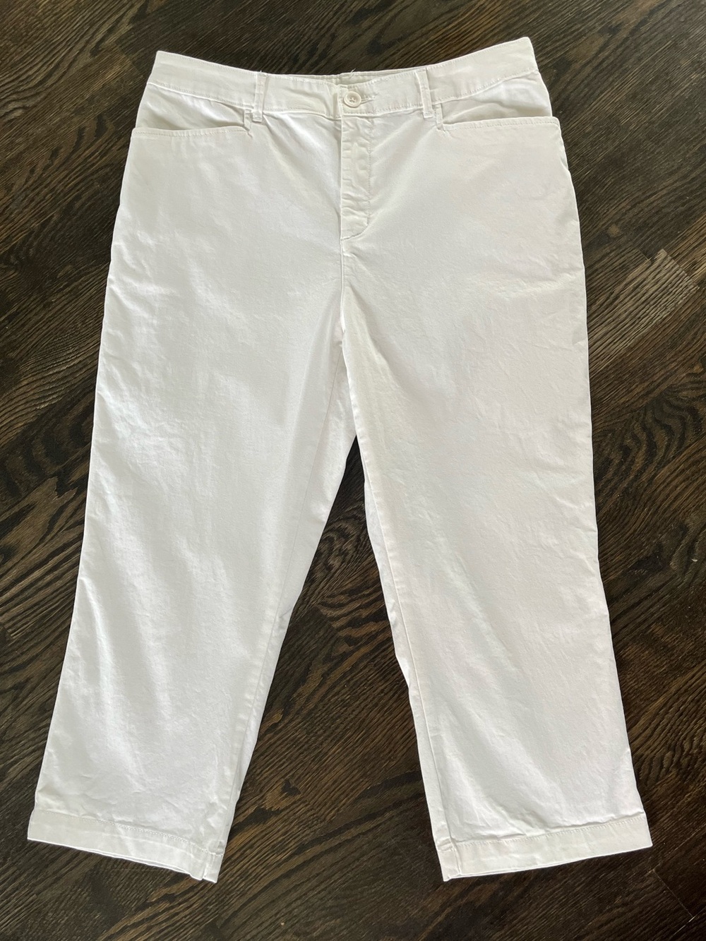 Croft & Barrow Classic Fit White Stretch Cotton High Rise Capri Pants Size 10